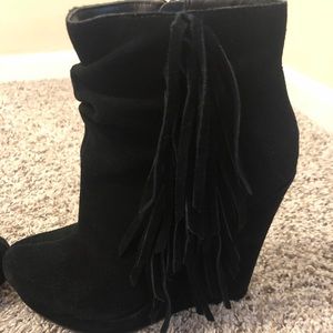 Express suede wedges